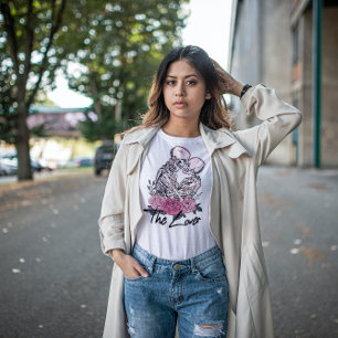 T-SHIRT HALLOWEEN L'AMOUR FLORAL SKELETON COUPLE ROMANCE