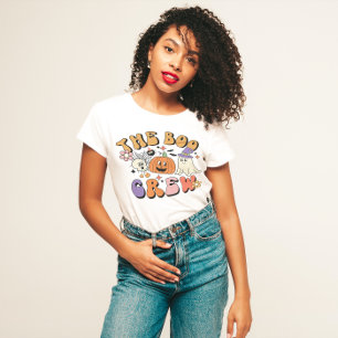 T-SHIRT HALLOWEEN LE BOO CREW GHOST CITROUILLE & SKULL