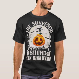 T-shirt Halloween Le Surveyor Derrière Le Citrouille