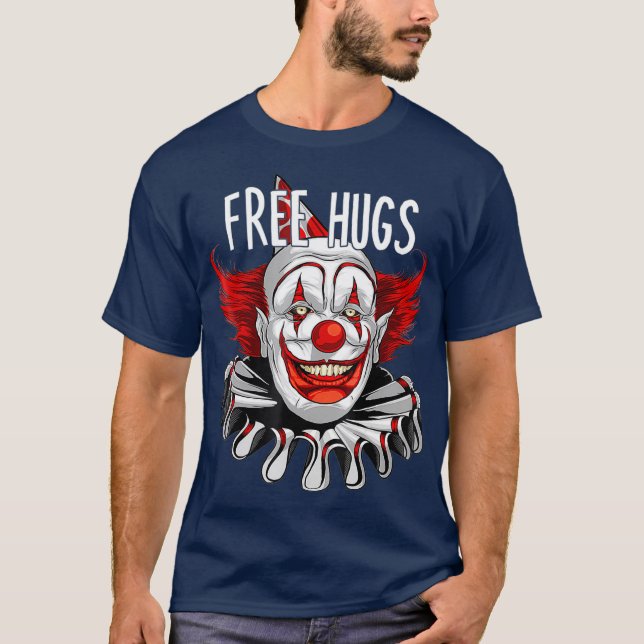 T-shirt Halloween Libre Hugs Scary Déplaisant Clown Graphi (Devant)