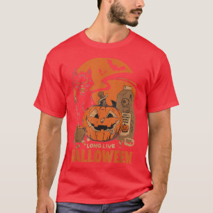 T-shirt Halloween Longue Vie Halloween Citrouille de cuisi