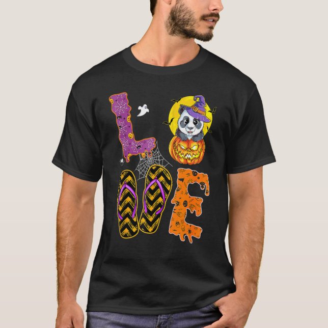 T-shirt Halloween Love Panda Witch Casquette Zookeeper (Devant)