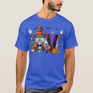 T-shirt Halloween Love School Bus Driver Witchy Bus Pumpki