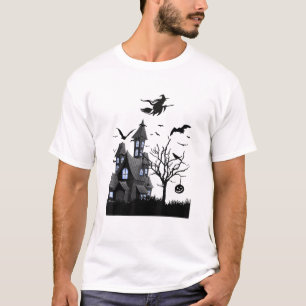 T-Shirt Halloween Maison Hantée Chauves-Souris Vol