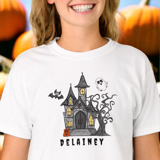 T-shirt Halloween Maison hantée Personnalisée Cute Éffraya (Créateur téléchargé)