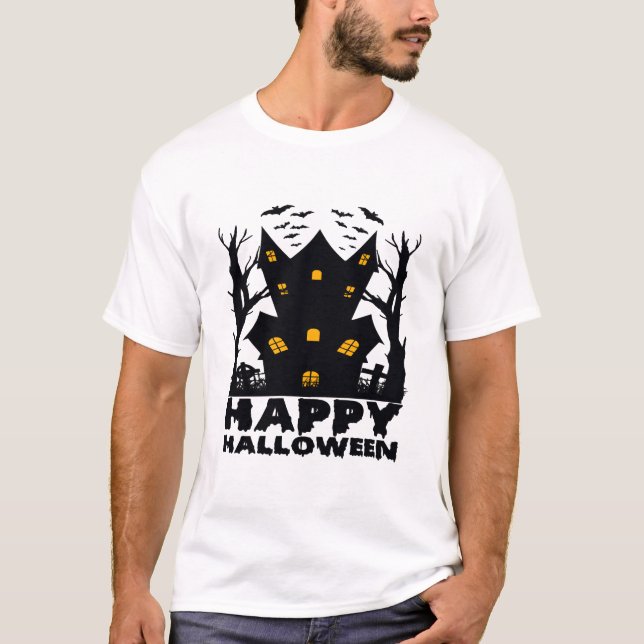 T-shirt Halloween ( Maison joyeux Halloween) (Devant)