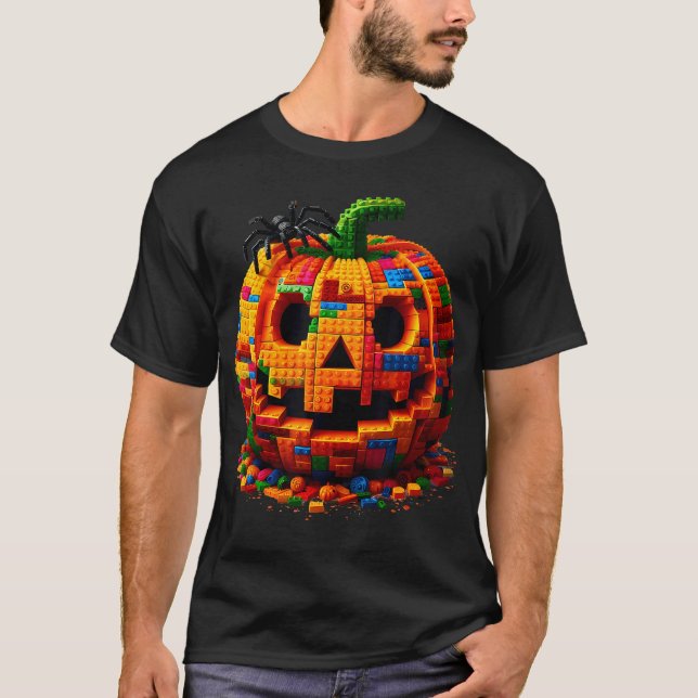 T-shirt Halloween Master Builder Citrouille Kids Building  (Devant)
