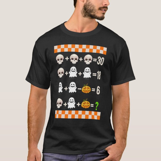 T-shirt Halloween Math Enseignant Ordre des opérations Qui (Devant)