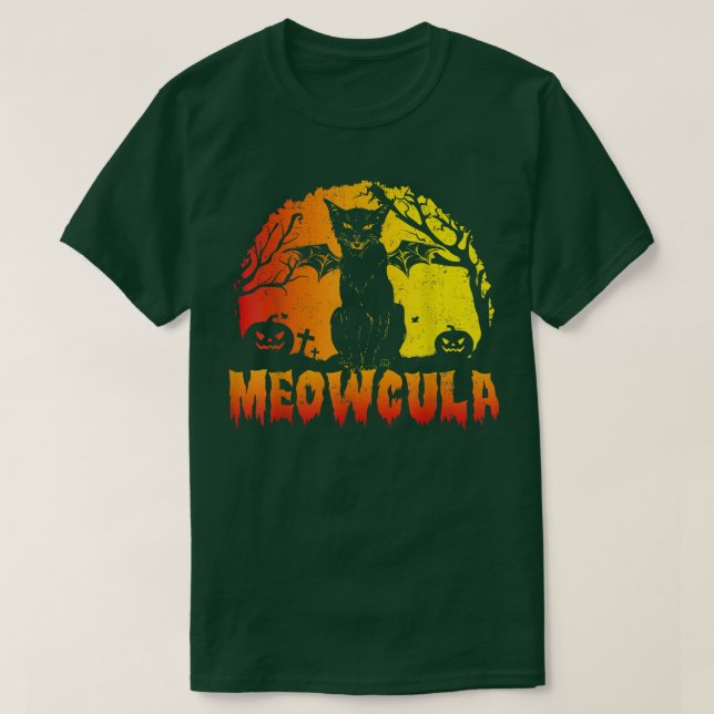 T-shirt Halloween Meowcula Chat Noir (Design devant)
