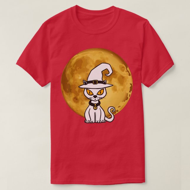 T-shirt Halloween mignon chat blanc Citrouille d'horreur s (Design devant)