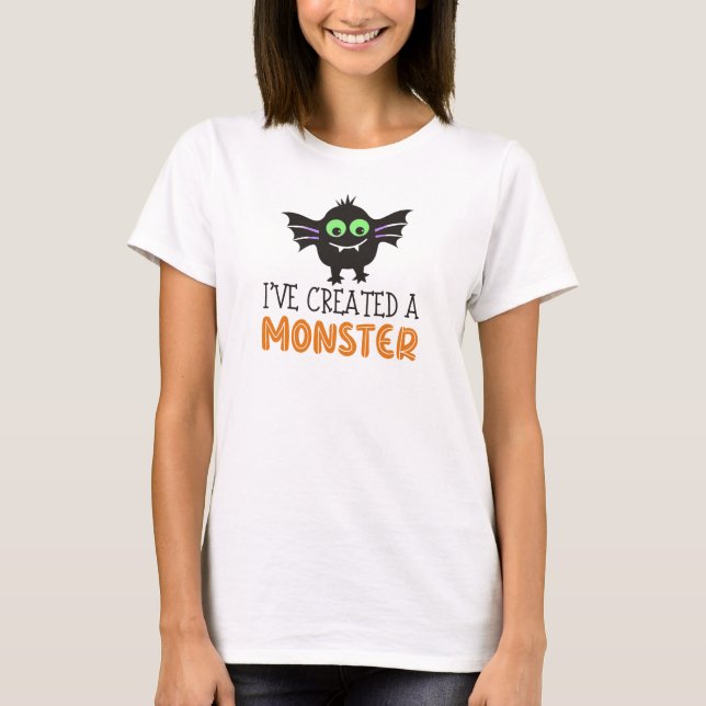 T-shirt Halloween mignonne petit monstre mère et bébé (Devant)