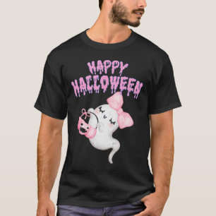 T-shirt Halloween mignonne rose Fantôme Automne Vêtements 