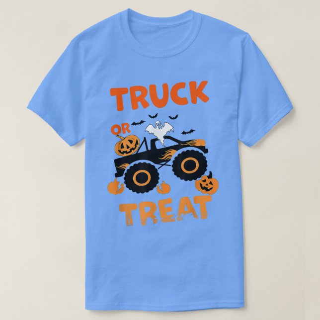 T-shirt Halloween Monster Truck Crash Citrouille chauves-s (Design devant)