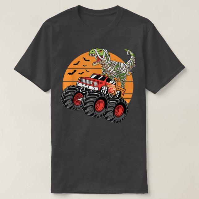 T-shirt Halloween Monster Truck Crash Dinosaure T re (Design devant)