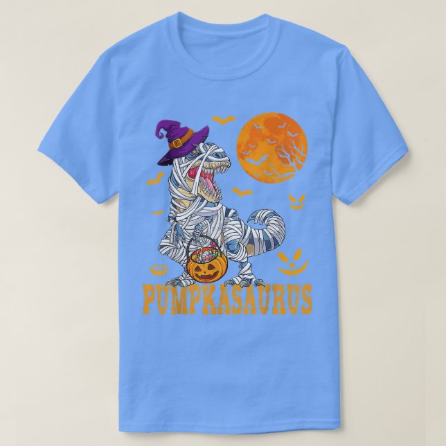 T-shirt Halloween Monster Truck Mummy Dinosaur Citrouille  (Design devant)