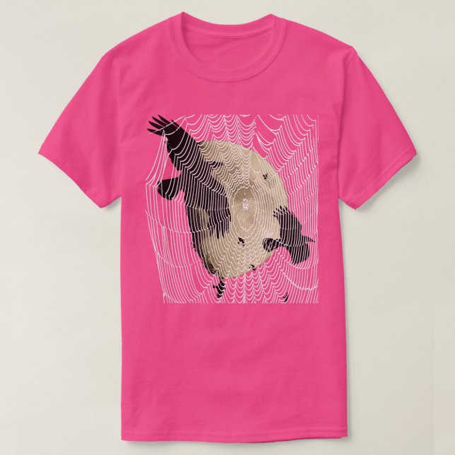 T-shirt Halloween Moon Crows Et Cobweb (Design devant)