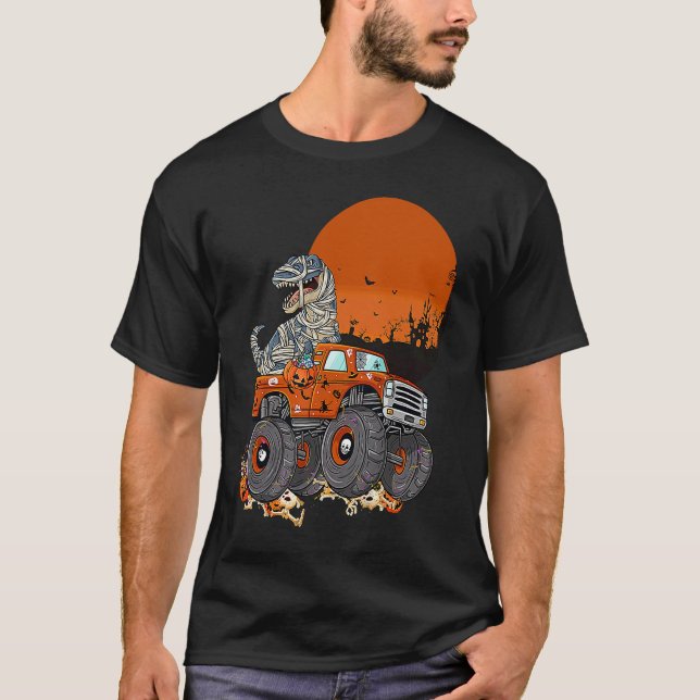 T-shirt Halloween Mummy Rex Monster Truck (Devant)