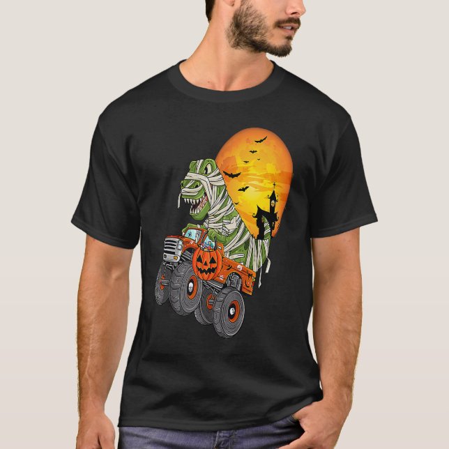 T-shirt Halloween Mummy Rex Monster Truck  1 (Devant)