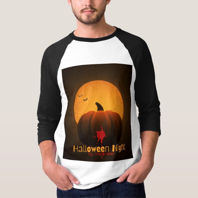 T-shirt Halloween Night Est. 31st October Cat Pumpkin (Devant)