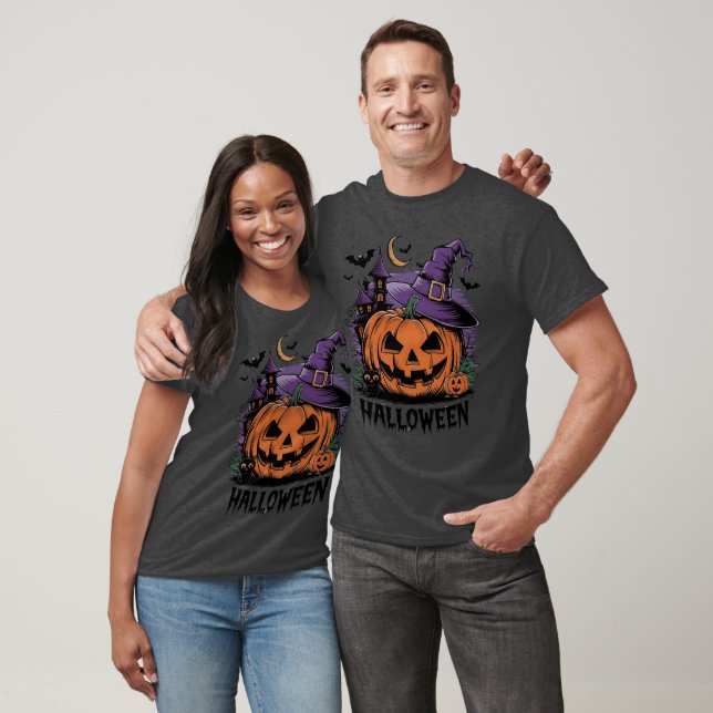 T-shirt Halloween Night Magic : Jack-o'-Lantern sorcière (Unisexe)