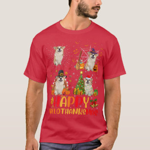T-shirt Halloween Noël Funky Welsh Corgi Chien Hallotha