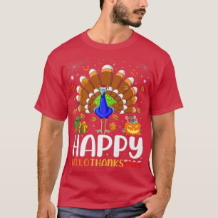 T-shirt Halloween Noël Joyeux Hallo d'Oiseau de Peacock