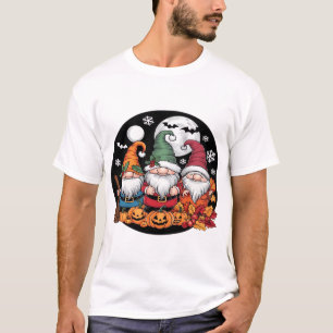 T-shirt Halloween Noël Thanksgiving Gnomes T- classique