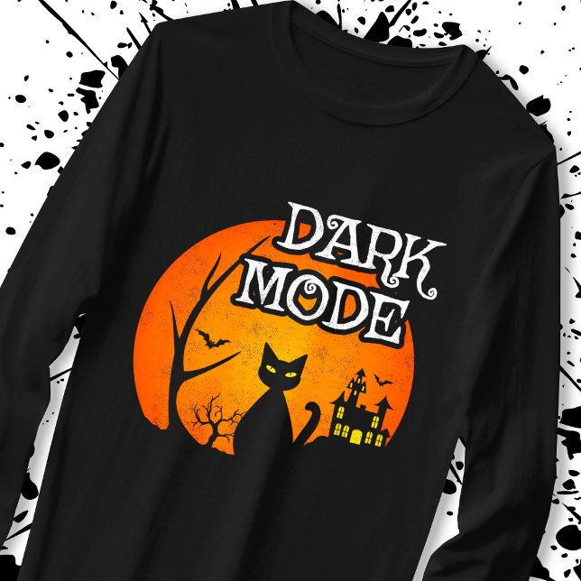 T-shirt Halloween noir chat lune drôle mode foncé Humour (Créateur téléchargé)