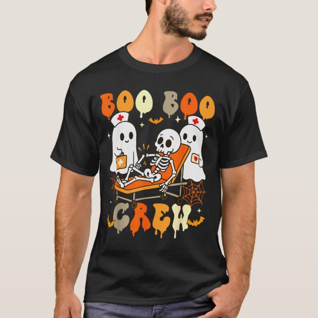T-shirt Halloween Nurse Boo Boo Crew Ghost Doctor Paramedi (Devant)