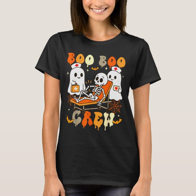 T-shirt Halloween Nurse Boo Boo Crew Ghost Doctor Paramedi (Devant)