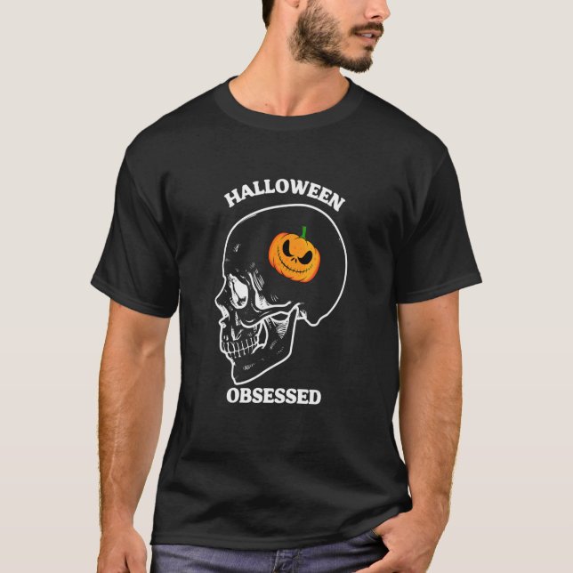 T-shirt Halloween Obsessed  Pumpkin Apparel (Devant)