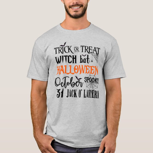 T-shirt Halloween - Octobre - Texte de sorcière (Devant)