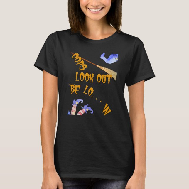 T-shirt Halloween Oops Fallen Flying Witch (Devant)