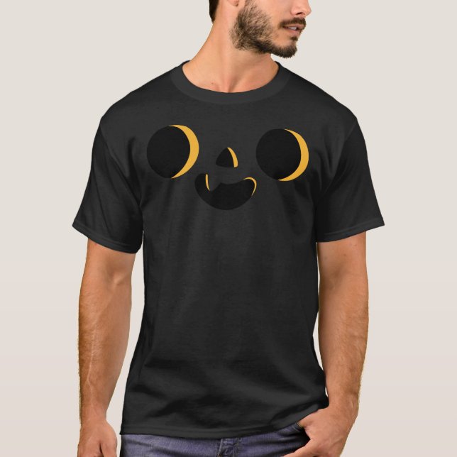 T-shirt Halloween Orange Happy Citrouille Cool Face Emoji  (Devant)