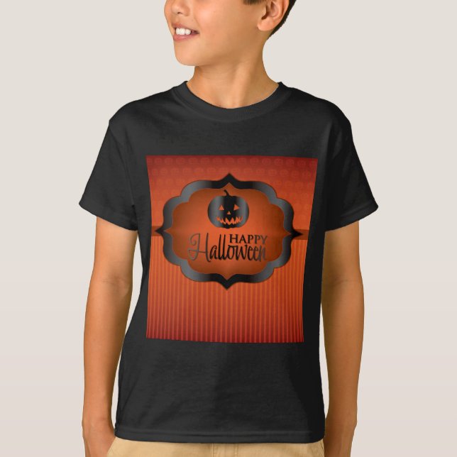 T-shirt Halloween orange jack olantern (Devant)