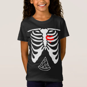 T-Shirt Halloween Papa Skeleton Pizza Belly Grossesse drôl