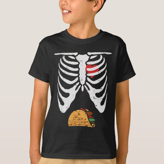 T-shirt Halloween Papa Skeleton Taco Belly Fun Pregnancy C (Devant)