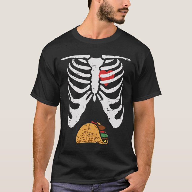 T-shirt Halloween Papa Skeleton Taco Belly Fun Pregnancy C (Devant)