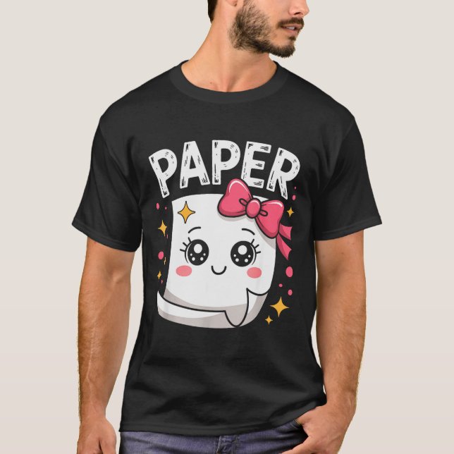 T-shirt Halloween Paper Scissors Rock Matching Cute Paper  (Devant)