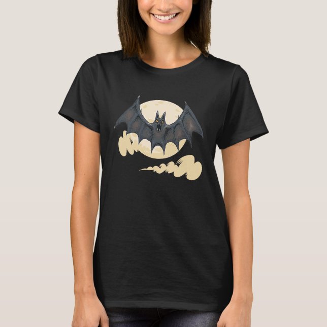 T-shirt Halloween party  boo moon ghost bloody bat teeth v (Devant)