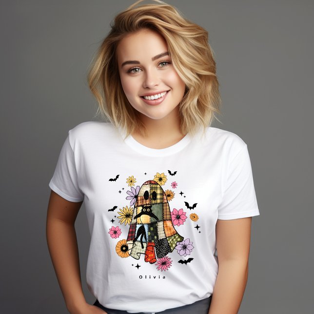 T-shirt Halloween Patchwork Ghost Vintage (Créateur téléchargé)