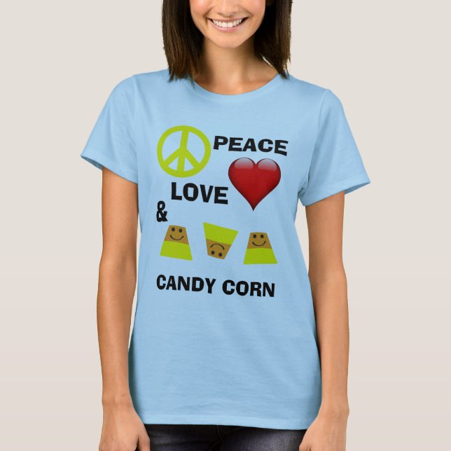 T-shirt Halloween Peace Love et Candy Corn (Devant)