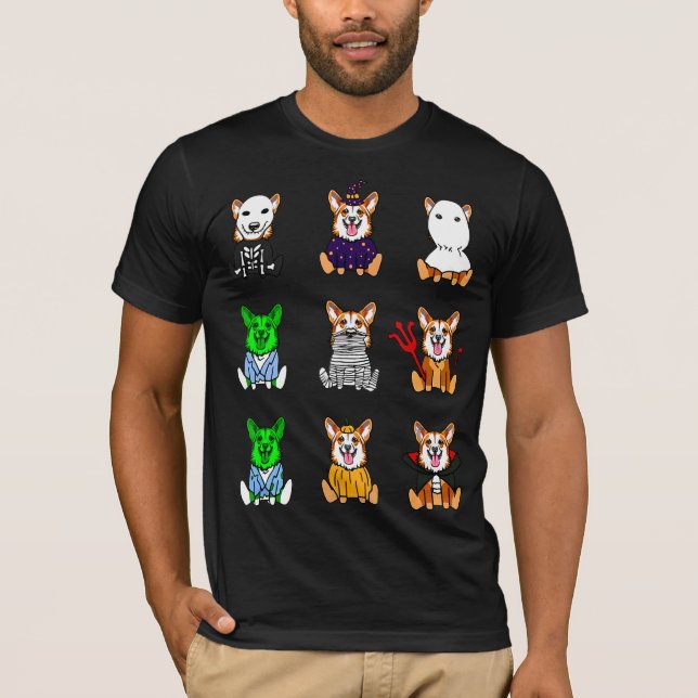 T-shirt Halloween Pembroke Welsh Corgi (Devant)