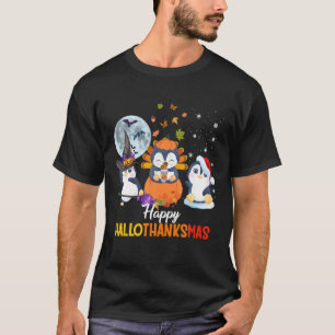 T-shirt Halloween Pingouins Et Joyeux Noël Happy Hallo