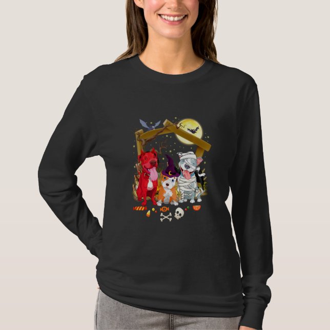 T-shirt Halloween Pitbull sorcier Citrouille Mummy Pitbull (Devant)
