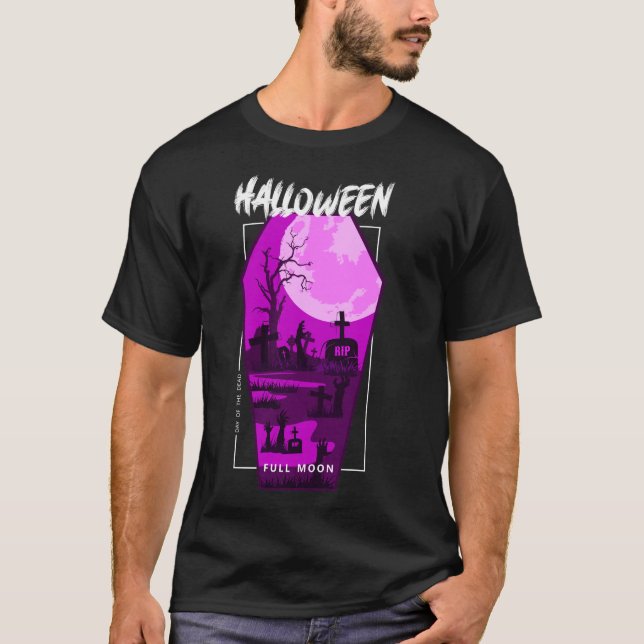 T-shirt Halloween Pleine lune Graveyard (Devant)
