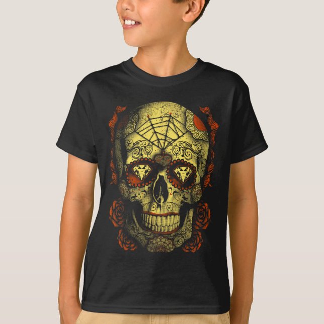 T-shirt Halloween Pleine lune Mojo Sugar Skull (Devant)