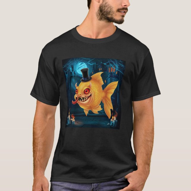 T-shirt Halloween Poisson Étrange Aux Couleurs Vives Avec  (Devant)