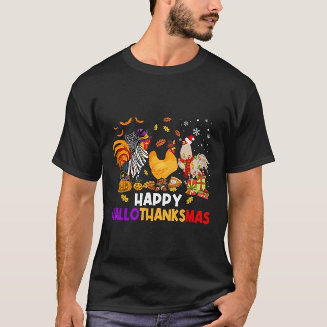 T-shirt Halloween poulet Halloween Hallothanksmas Hallotha (Devant)