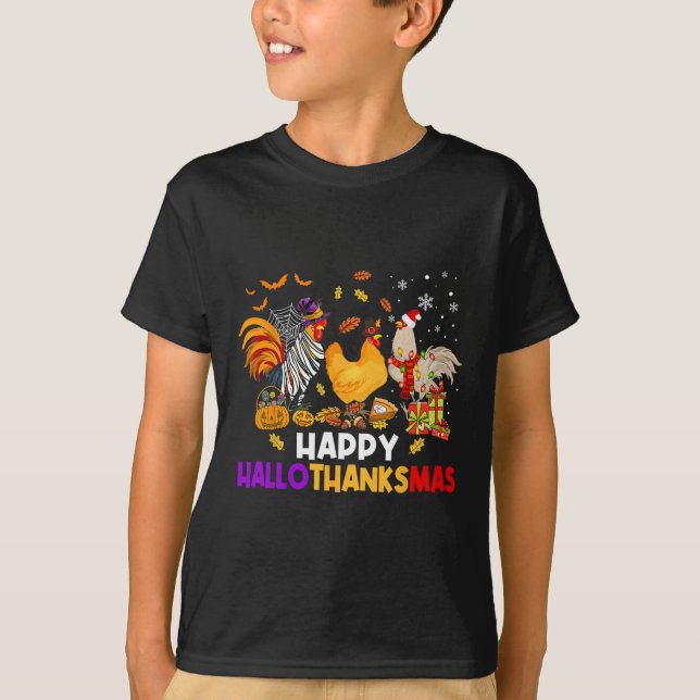 T-shirt Halloween poulet Halloween Hallothanksmas Hallotha (Devant)